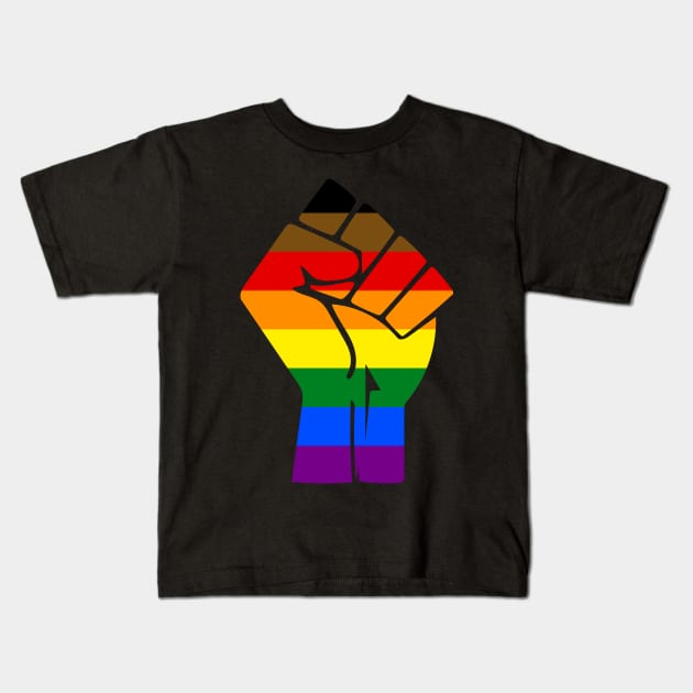 Black Lives Matter Fist LGBT People of Color Pride Plag Kids T-Shirt by aaallsmiles